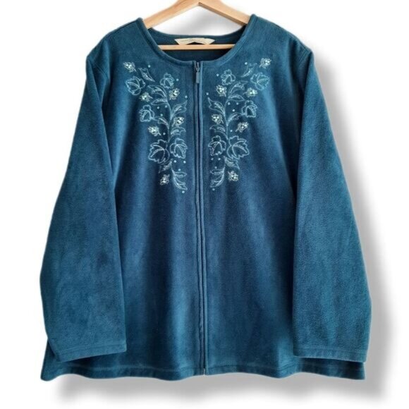 PENMANS Floral Embroidery Full-Zip Fleece Jacket Sz 3X - Picture 1 of 9